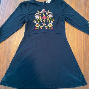 LOFT embroidered floral fit and flare dress